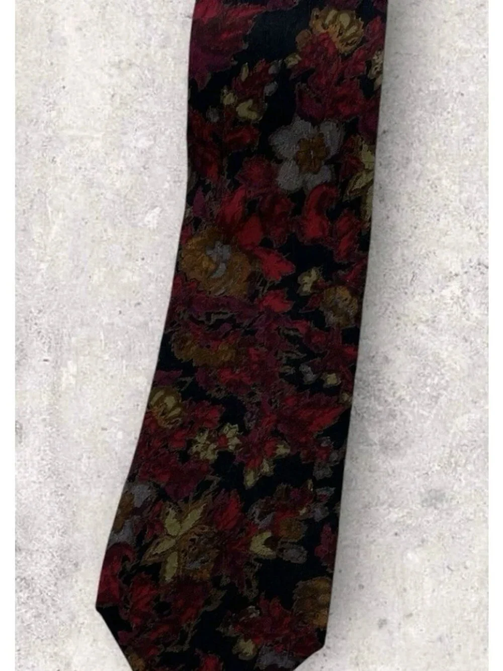 ERMENEGILDO ZEGNA Silk Tie ITALY Black Burgundy Beige Floral W:3.5